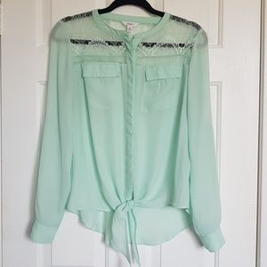 Mint Green Blouse Button Down